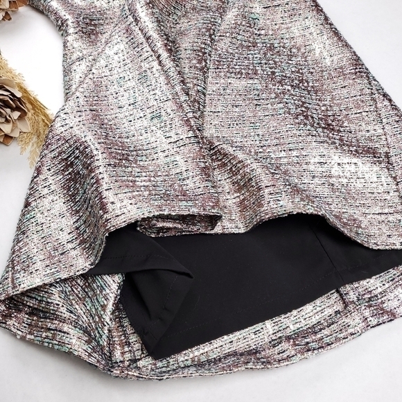 Tahari Arthur Levine Rose Gold Teal Shimmer Dress Sz 6 - Picture 8 of 16